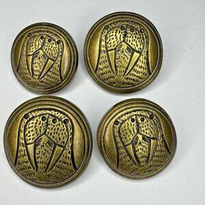 Lot of 4 Vintage Brass-Tone Metal Walrus Head Shank Buttons Nautical Wildlife